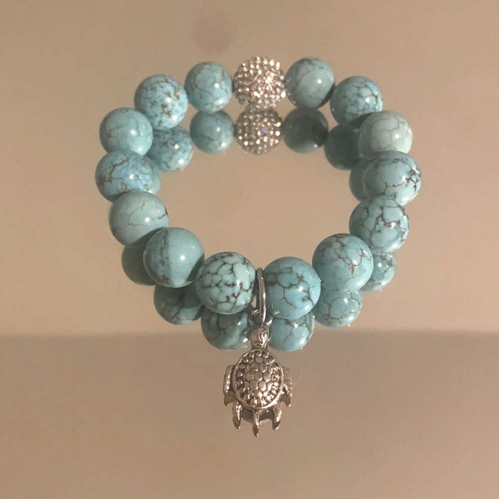 NWOT Genuine Turquoise Silver Charm Bracelet